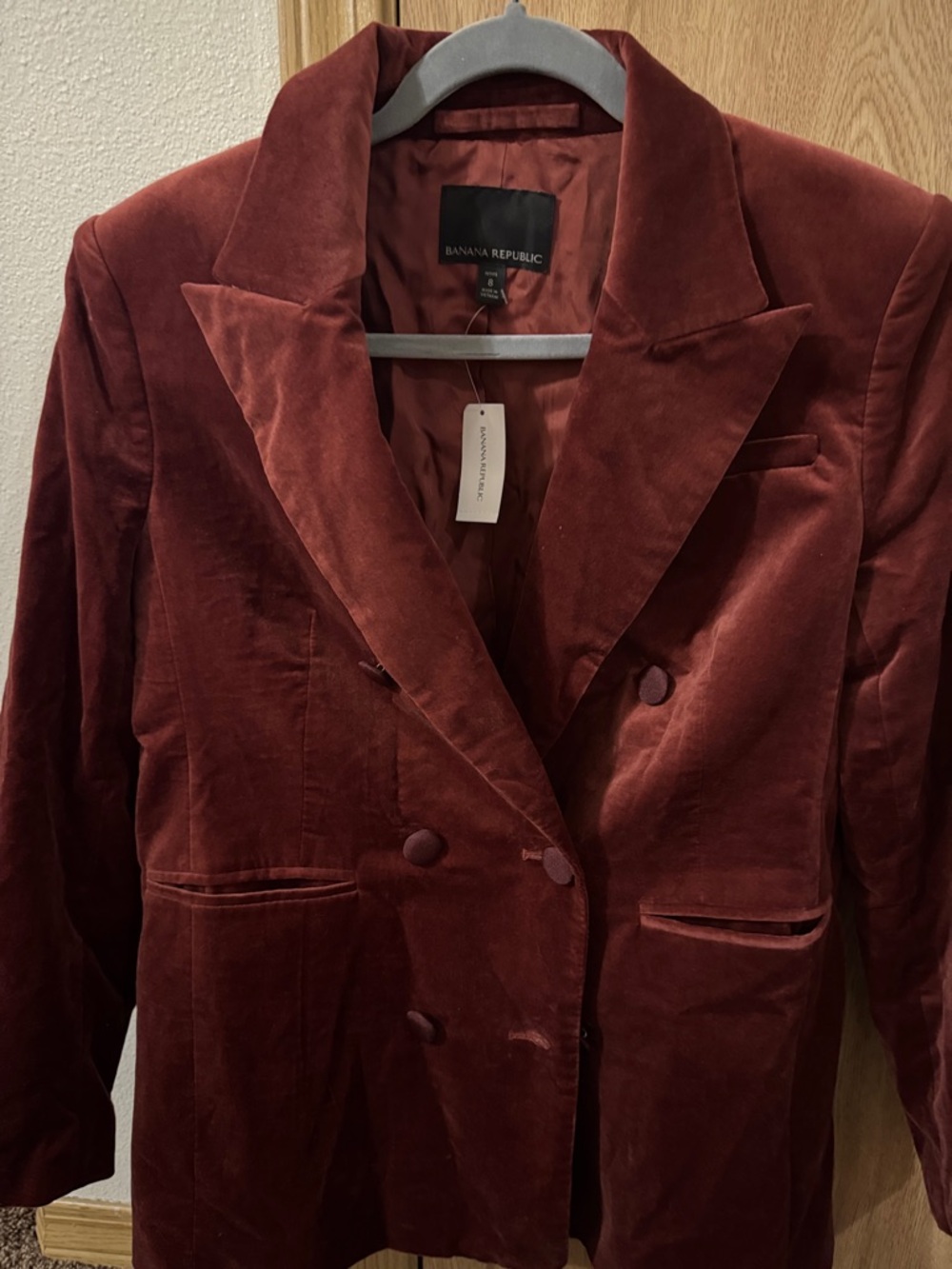 Banana Republic Women's Velvet Blazer Jacket - Burgundy
